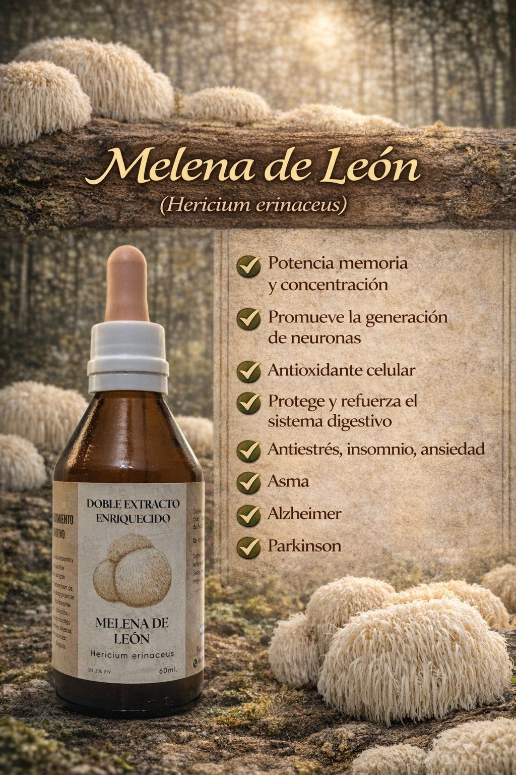 Melena de León (Hericium Erinaceus)